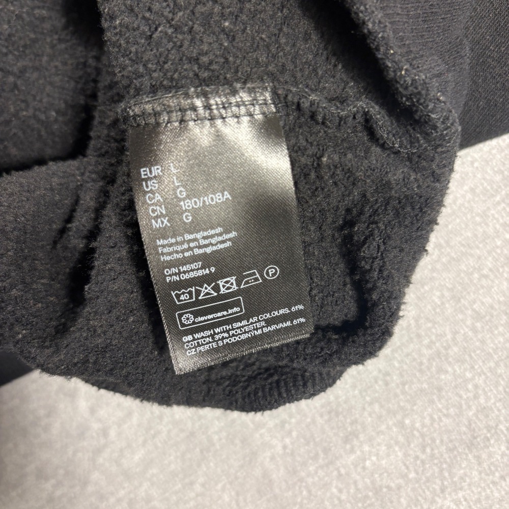 H&M Divided Mens Pullover Hoodie Black Fleece Kangaroo Pocket Size L - Picture 4 of 7